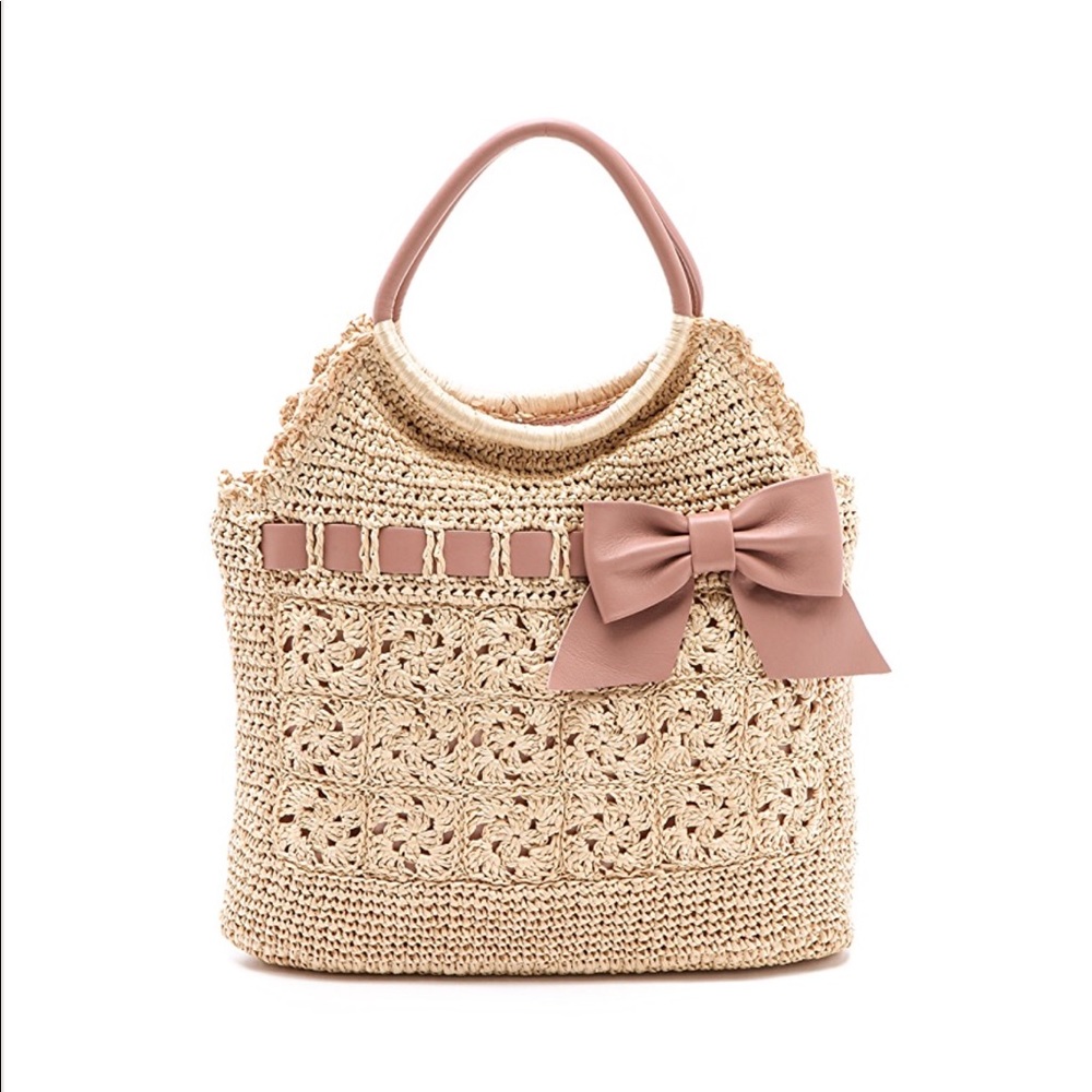 RED Valentino Crochet Raffia bow bag